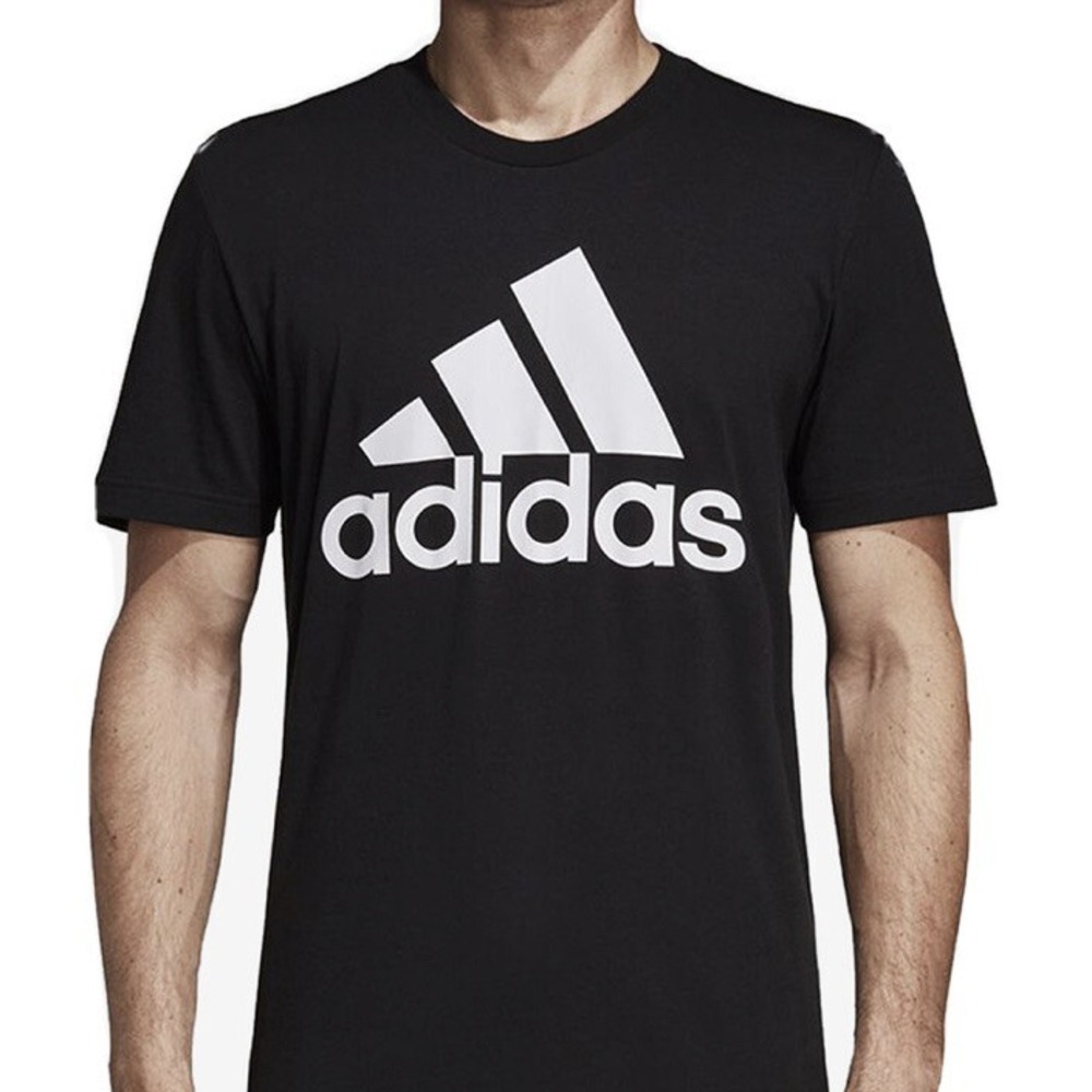 Adidas Essentials Badge of Sport T Shirt Mens M Black Graphic Tee Cotton NWT